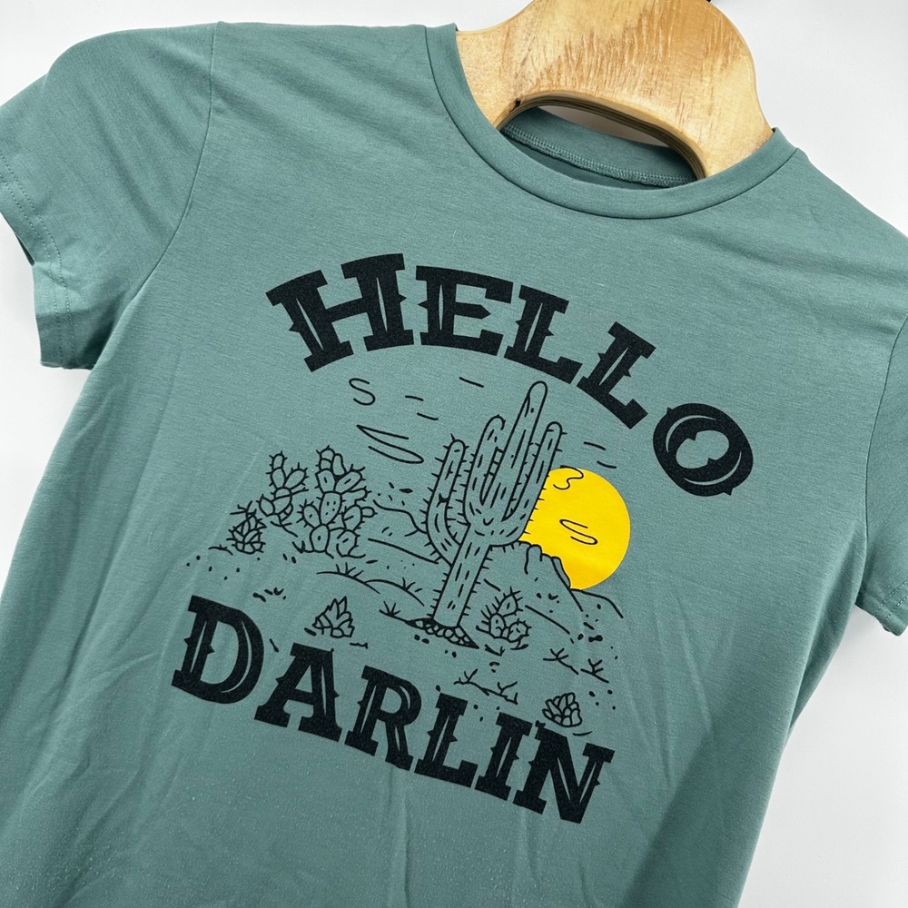 Desert Graphic T‎ Shirt Cactus Hello Darlin Short Sleeve Top